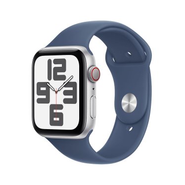 Apple Watch SE Cellular - 44mm - Silver Aluminium - Denim Sport Band - M/L (160-210mm)