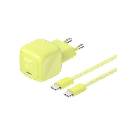 Belkin BoostCharge 30W USB-C PD Wall Charger + USB-C Cable - 2m - Citrus