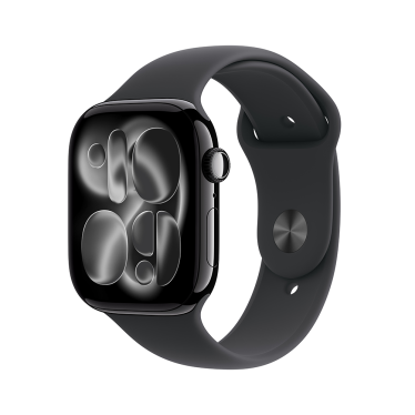 Apple Watch S11 - 46mm - Jet Black Aluminium - Black Sport Band - S/M