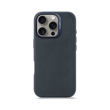 Decoded Leather Backcover - iPhone 16 Pro - Navy