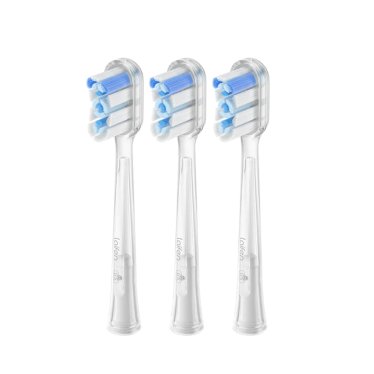 Laifen Wave Toothbrush Heads - Super-Clean Cushioned Brush - 3 pack - Transparent