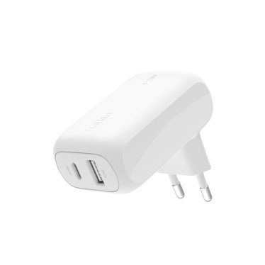 Belkin 42w - 30w USB-C PD PPS + 12w USB-A - Dual Wall Charger - White