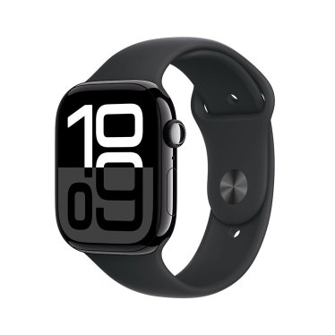 Apple Watch S10 - 46mm - Jet Black Aluminium - Black Sport Band - M/L (160-210mm)