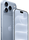 iPhone, kleur Gletsjer (lichtblauw), achteraanzicht met Ceramic Shield, drie camera’s